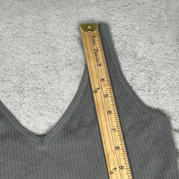 Free People Intimately Solid Rib Brami Tank Top Womens M/L Gray Stretch Cropped - Picture 8 of 11